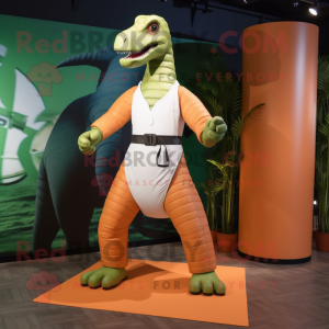 nan Brachiosaurus mascot costume character dressed with a Rash Guard and Belts