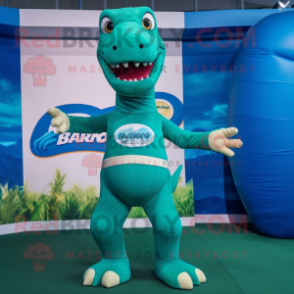 nan Brachiosaurus mascot costume character dressed with a Rash Guard and Belts