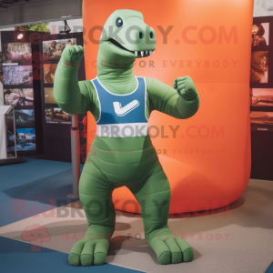 nan Brachiosaurus mascot costume character dressed with a Rash Guard and Belts