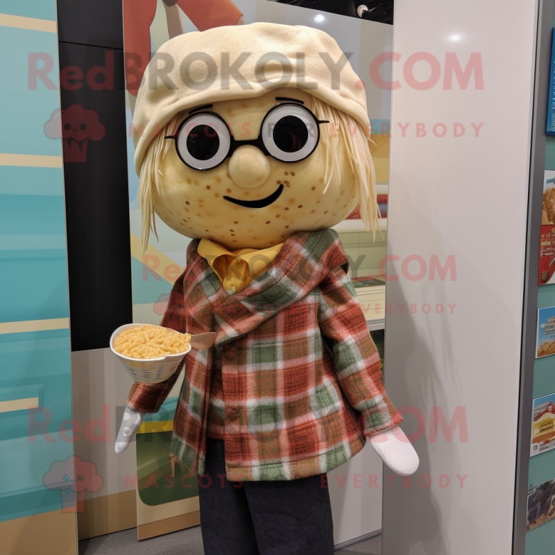 nan Ramen mascot costume character dressed with a Flannel Shirt and Pocket squares