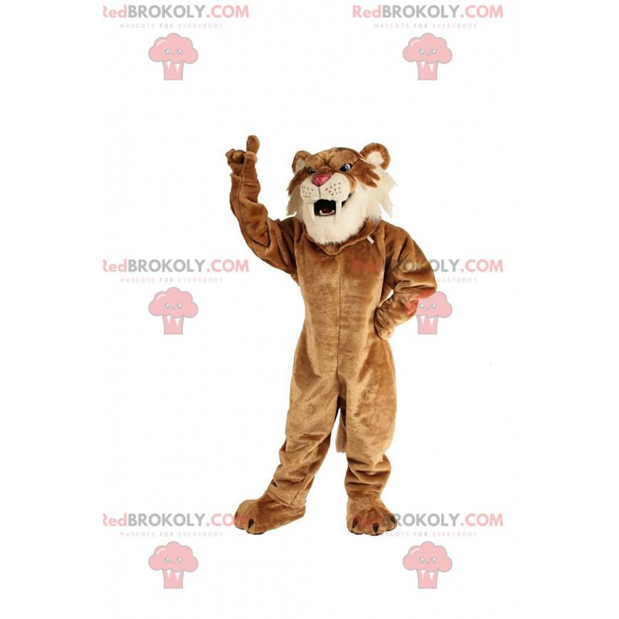Beige sabel-tiger tiger maskot, katte kostume - Redbrokoly.com