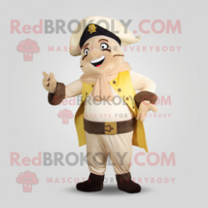 Cream Pirate mascot costume character dressed with a A-Line Dress and Cummerbunds