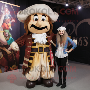 Cream Pirate mascot costume character dressed with a A-Line Dress and Cummerbunds
