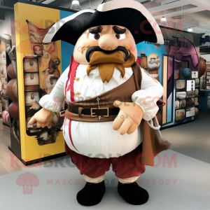 Cream Pirate mascot costume character dressed with a A-Line Dress and Cummerbunds