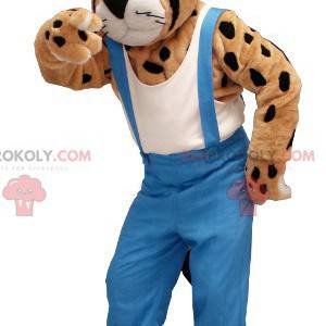 Mascotte de léopard de guépard en salopette - Redbrokoly.com