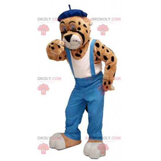 Mascotte de léopard de guépard en salopette - Redbrokoly.com