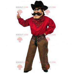 Cowboy maskot med tradisjonelt antrekk og hatt - Redbrokoly.com