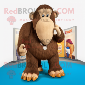 Brown Mammoth mascot costume character dressed with a Bootcut Jeans and Anklets