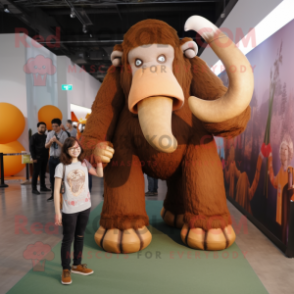 Brown Mammoth mascot costume character dressed with a Bootcut Jeans and Anklets