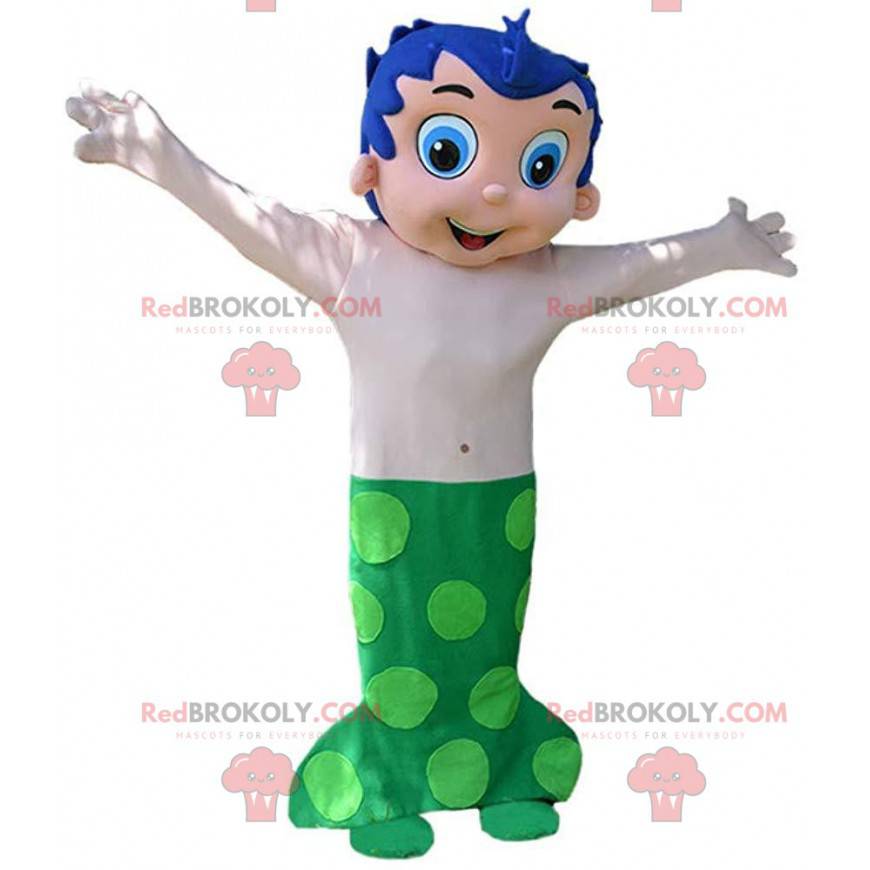 Mermaid costume with blue hair and green tail - Redbrokoly.com