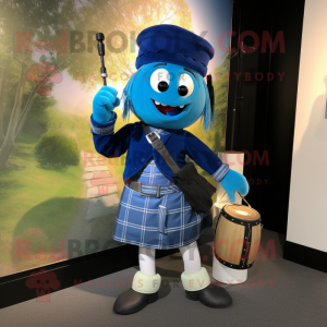 Blå säckpipa maskot kostym...