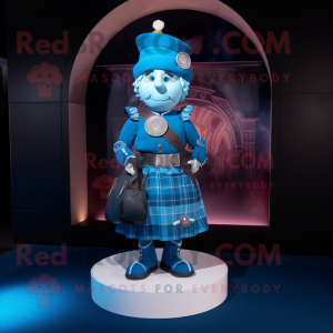 Blå säckpipa maskot kostym...