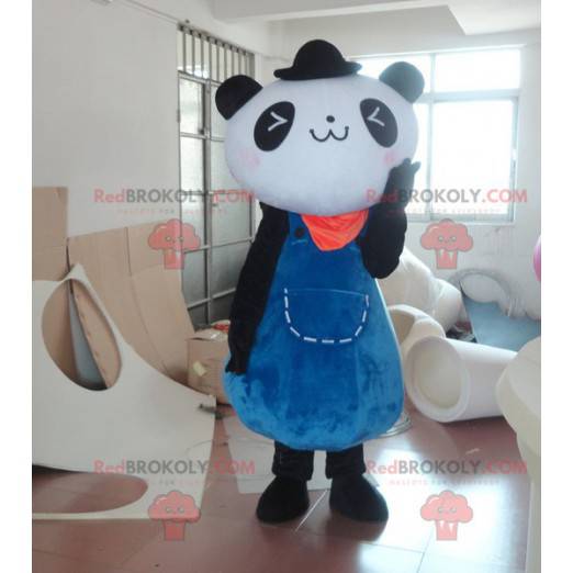 Mascota panda blanco y negro en vestido azul - Redbrokoly.com