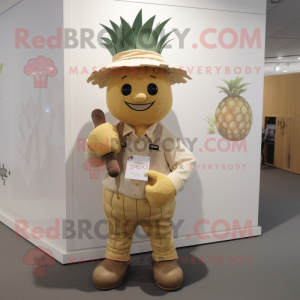 Tan Pineapple maskot kostym...