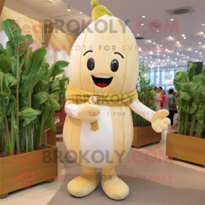 Beige Radish mascot costume character dressed with a Playsuit and Anklets