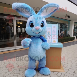 Sky Blue Wild Rabbit maskot...