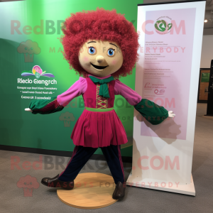 Magenta Irish Dancer mascot costume character dressed with a Corduroy Pants and Ties