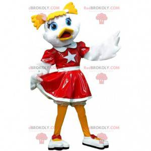 Mascotte de canard pom pom girl, costume de pom-pom girl -