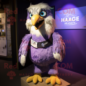 Lavender Haast'S Eagle mascot costume character dressed with a Capri Pants and Necklaces