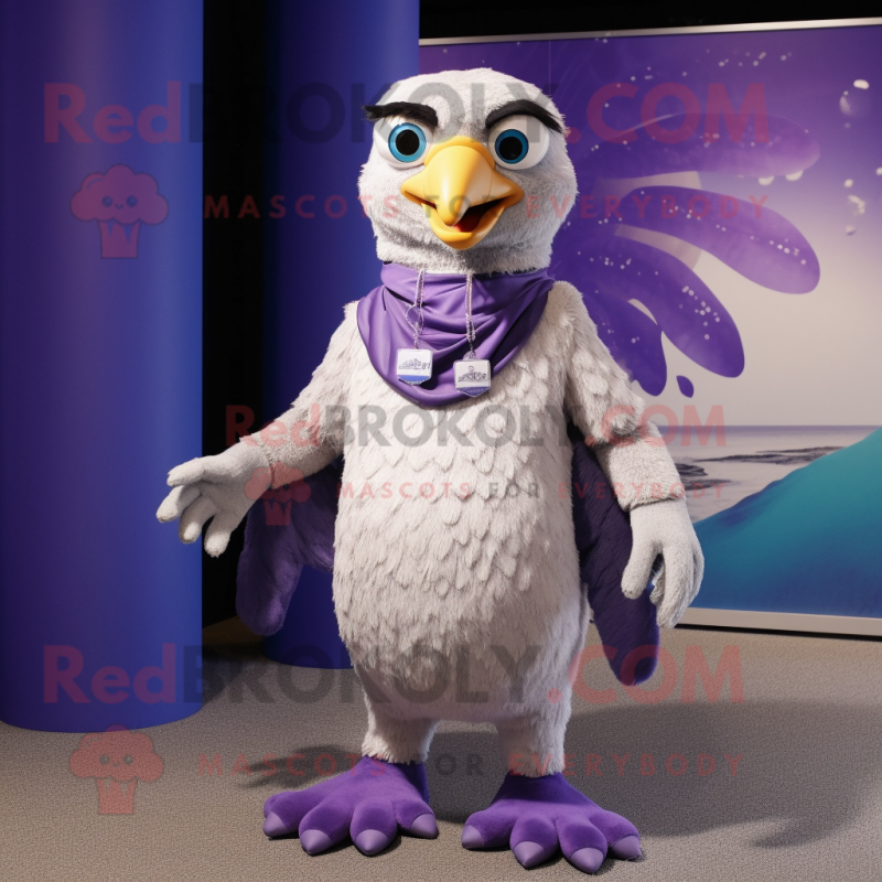 Lavender Haast'S Eagle mascot costume character dressed with a Capri Pants and Necklaces