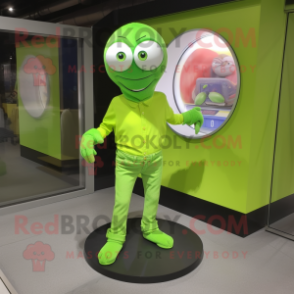 Lime Green Rainbow mascot costume character dressed with a Skinny Jeans and Cufflinks