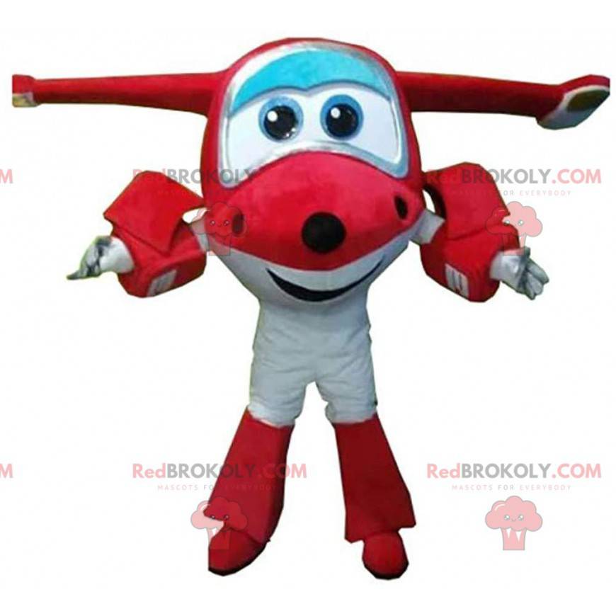 Red and white airplane mascot, giant private jet costume -