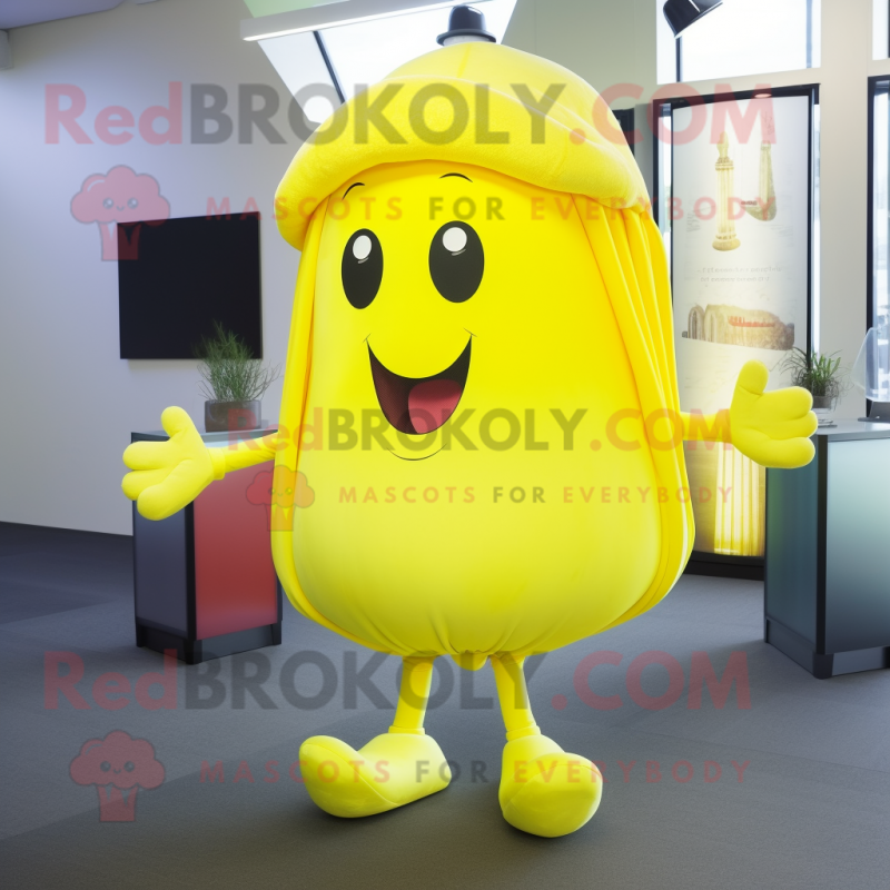 Lemon Yellow Jellyfish mascot costume character dressed with a Jeggings and Cufflinks