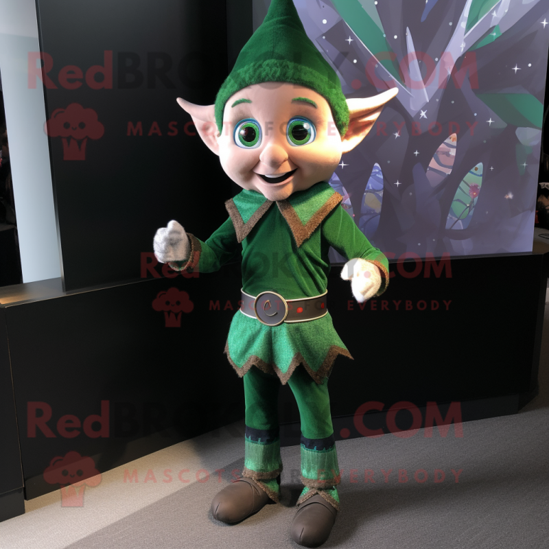 Forest Green Elf mascot costume character dressed with a Sweater and Bracelets Forest Green Elf mascot costume character dressed with a Sweater and Bracelets