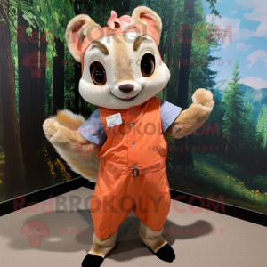 Peach Flying Squirrel mascot costume character dressed with a Chinos and Headbands