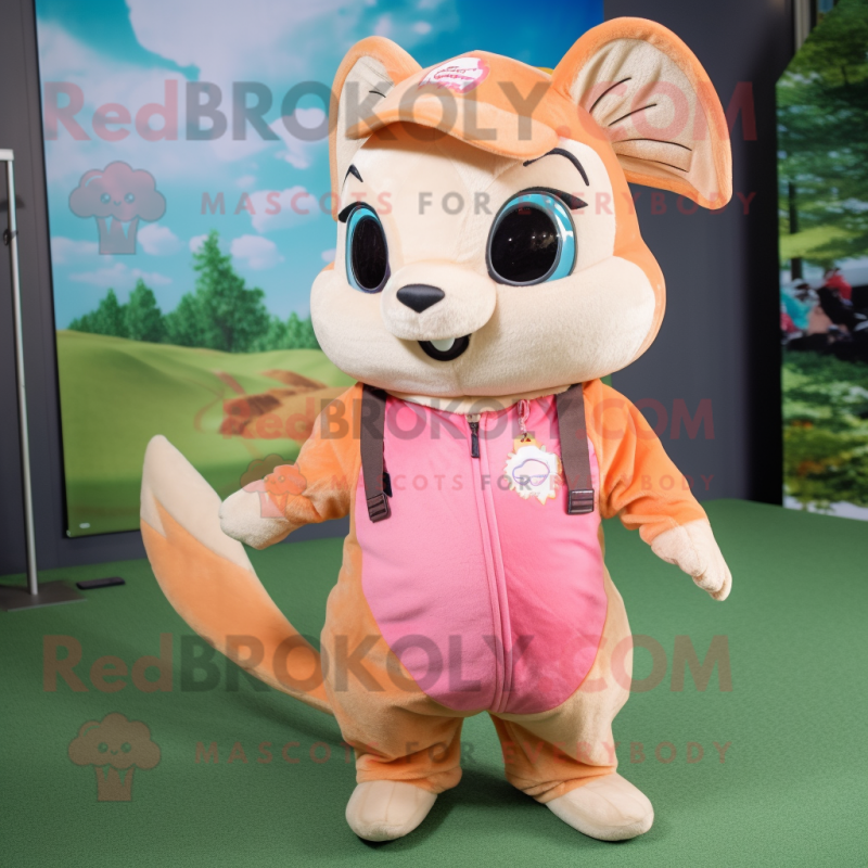 Peach Flying Squirrel mascot costume character dressed with a Chinos and Headbands