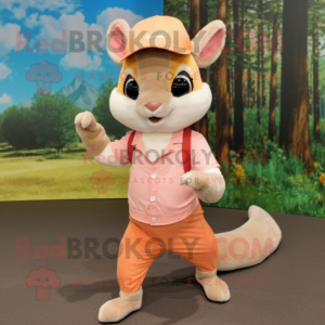 Peach Flying Squirrel mascot costume character dressed with a Chinos and Headbands