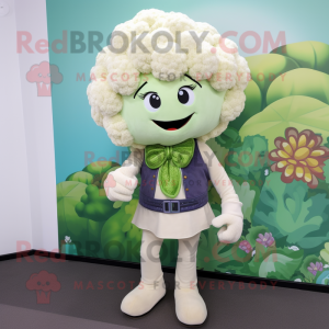 nan Cauliflower mascot costume character dressed with a Skinny Jeans and Pocket squares