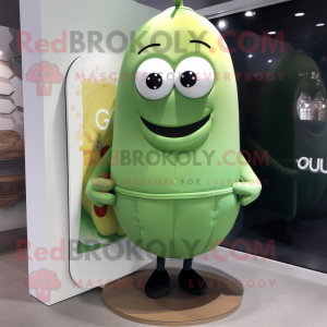 Olive Squash mascot costume character dressed with a Turtleneck and Clutch bags
