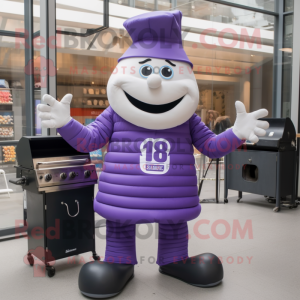 Lavender Bbq Ribs mascot costume character dressed with a Trousers and Gloves
