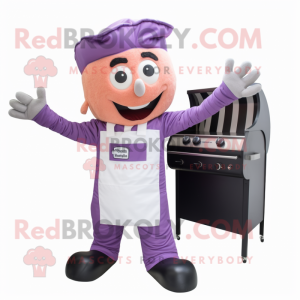 Lavender Bbq Ribs mascot costume character dressed with a Trousers and Gloves