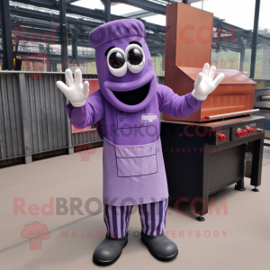 Lavender Bbq Ribs mascot costume character dressed with a Trousers and Gloves