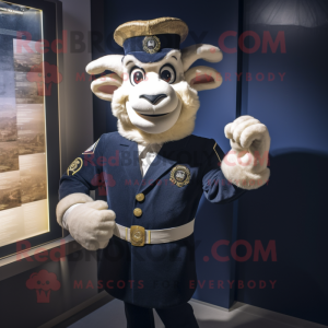 Navy Ram mascot costume character dressed with a Suit Jacket and Brooches
