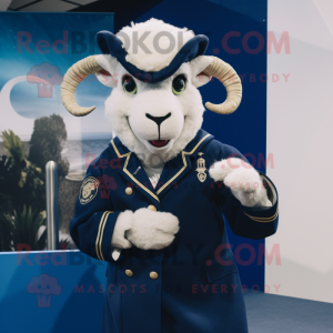 Navy Ram mascot costume character dressed with a Suit Jacket and Brooches