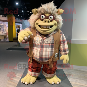 Beige Ogre mascotte kostuum...