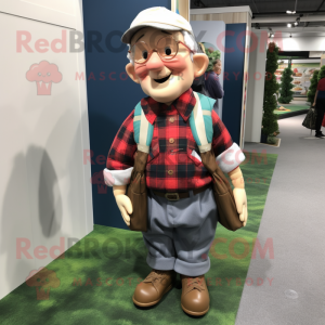 nan Bracelet mascot costume character dressed with a Flannel Shirt and Messenger bags