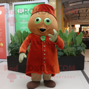 Rust Celery mascot costume character dressed with a Coat and Brooches