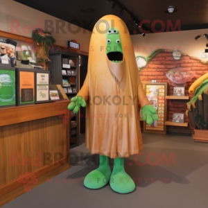 Rust Celery mascot costume character dressed with a Coat and Brooches