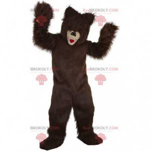 Mascotte d'ours poilu, costume de nounours marron -