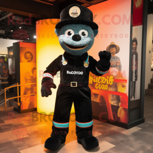 Black Fire Fighter mascotte...