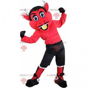 Mascotte de diable rouge avec des cornes, costume de diablotin