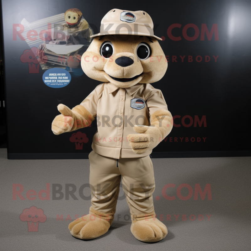 Beige Alliance mascot costume character dressed with a Jeggings and Hats Beige Alliance mascot costume character dressed with a Jeggings and Hats