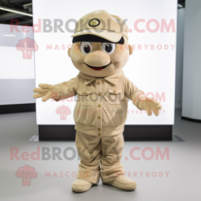 Beige Alliance mascot costume character dressed with a Jeggings and Hats