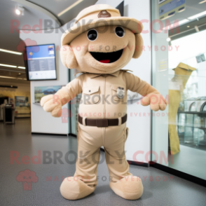 Beige Alliance mascot costume character dressed with a Jeggings and Hats