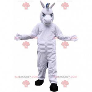 Mascotte unicorno bianco, costume da cavallo gigante -