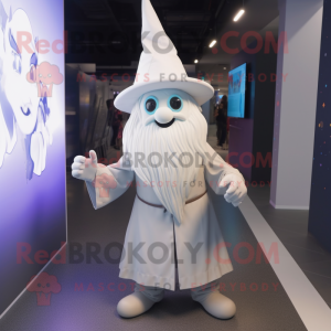 White Wizard mascot costume character dressed with a Playsuit and Backpacks